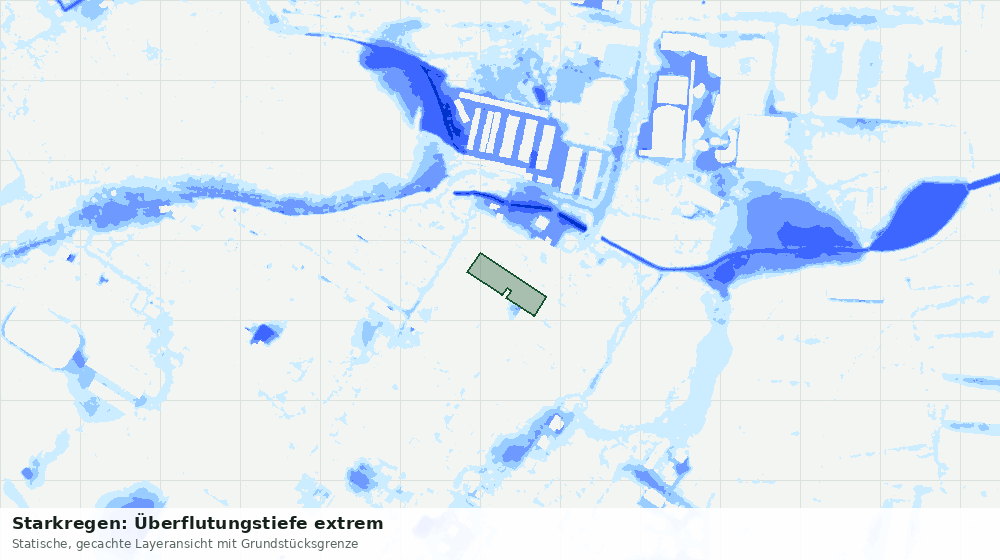 Statische Kartenansicht: Starkregen: Überflutungstiefe extrem