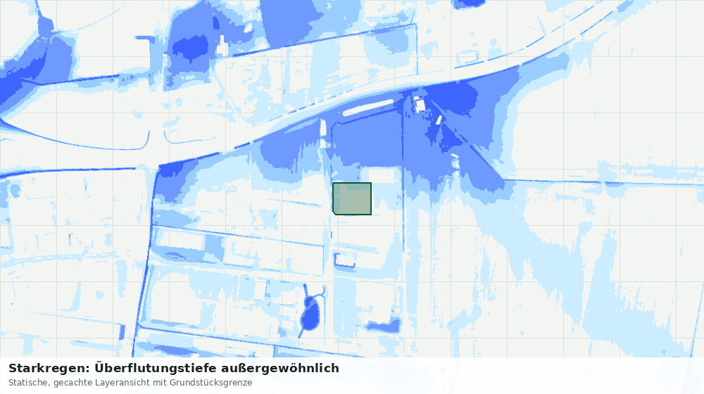 Statische Kartenansicht: Starkregen: Überflutungstiefe außergewöhnlich