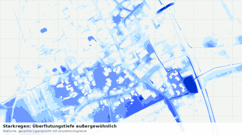Statische Kartenansicht: Starkregen: Überflutungstiefe außergewöhnlich