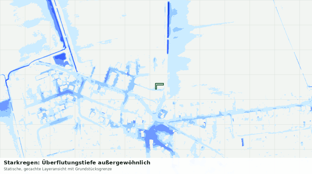 Statische Kartenansicht: Starkregen: Überflutungstiefe außergewöhnlich
