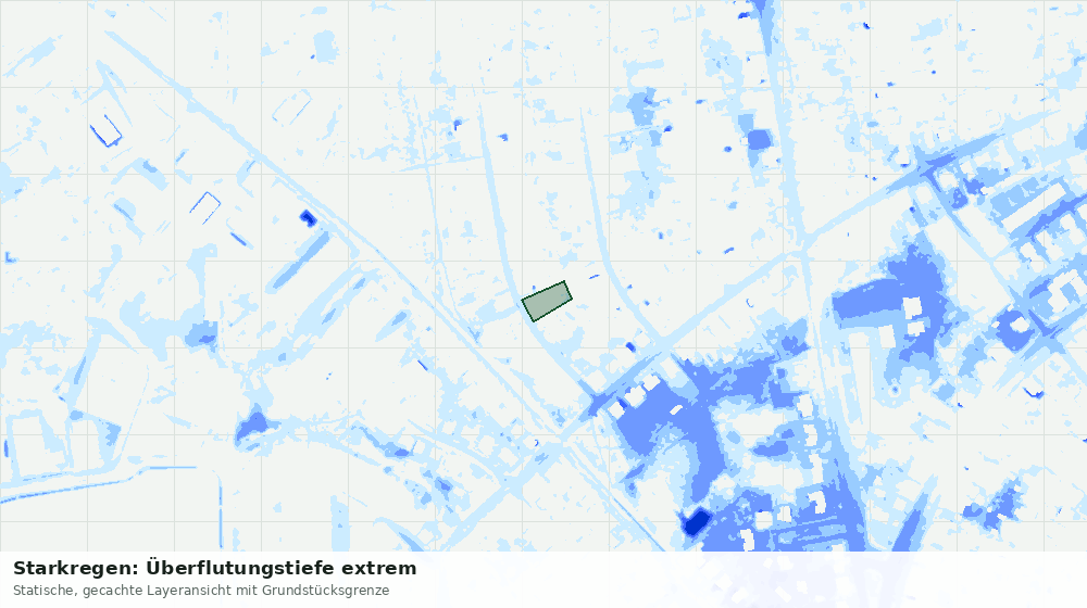 Statische Kartenansicht: Starkregen: Überflutungstiefe extrem