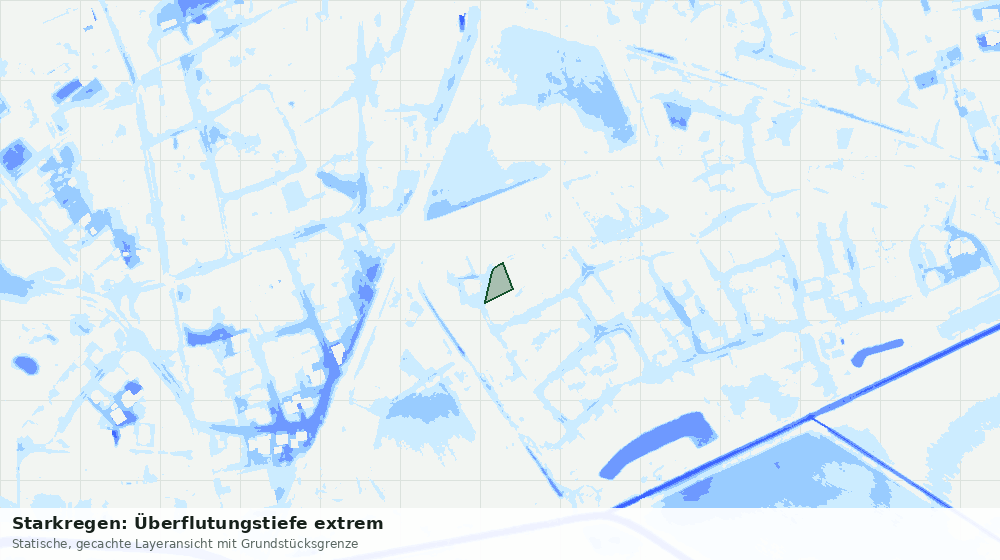Statische Kartenansicht: Starkregen: Überflutungstiefe extrem
