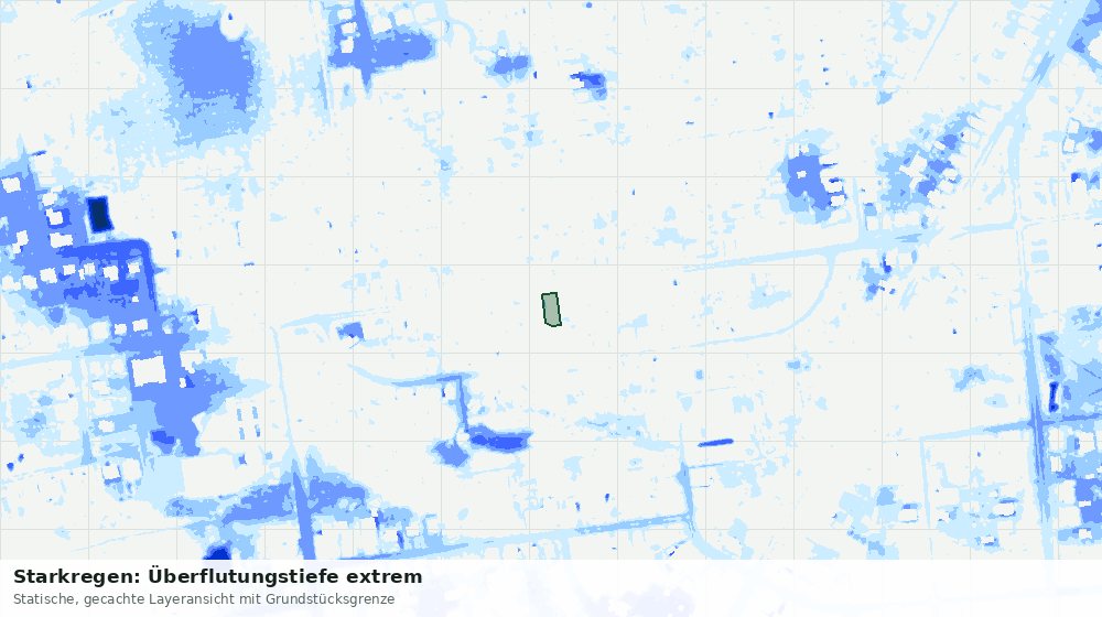 Statische Kartenansicht: Starkregen: Überflutungstiefe extrem