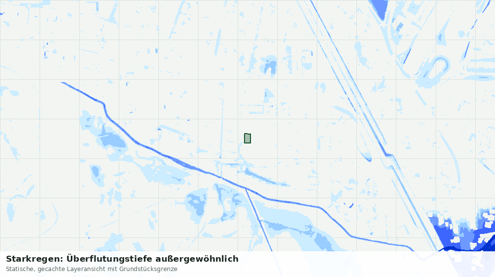 Statische Kartenansicht: Starkregen: Überflutungstiefe außergewöhnlich