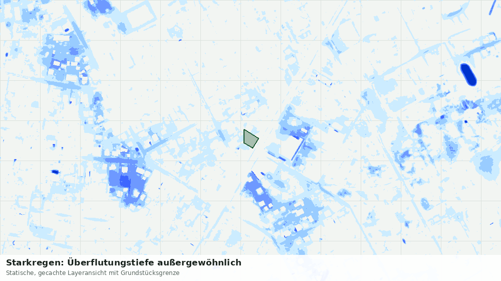Statische Kartenansicht: Starkregen: Überflutungstiefe außergewöhnlich
