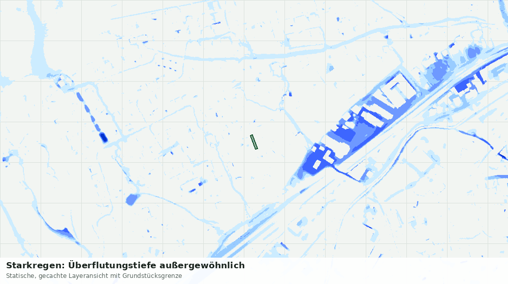 Statische Kartenansicht: Starkregen: Überflutungstiefe außergewöhnlich