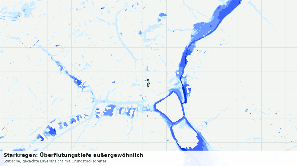 Statische Kartenansicht: Starkregen: Überflutungstiefe außergewöhnlich