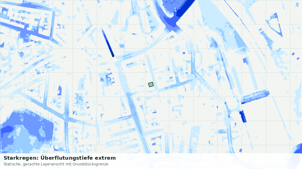 Statische Kartenansicht: Starkregen: Überflutungstiefe extrem