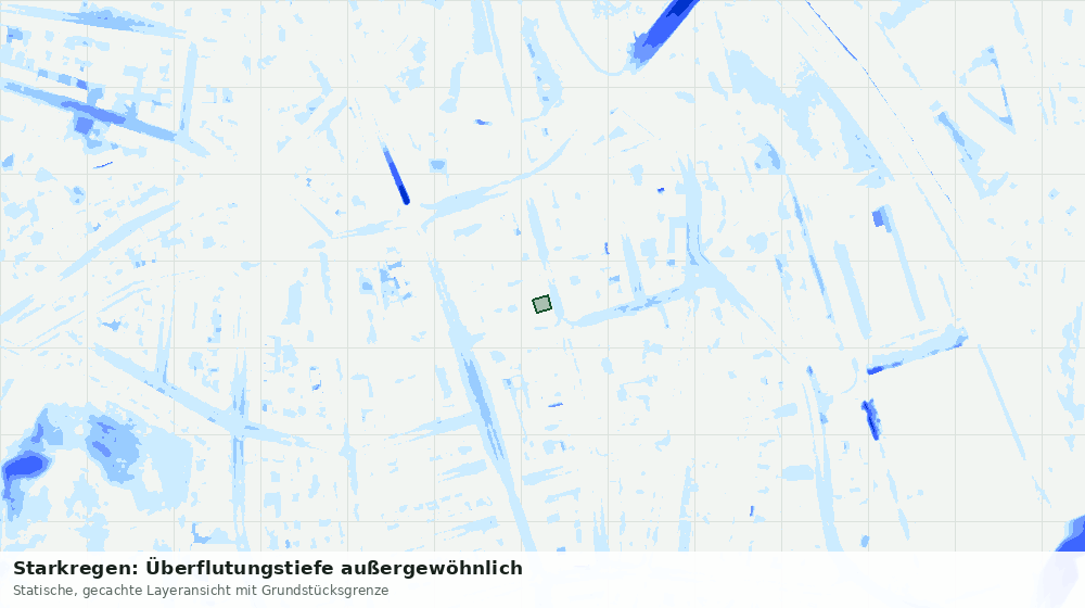 Statische Kartenansicht: Starkregen: Überflutungstiefe außergewöhnlich