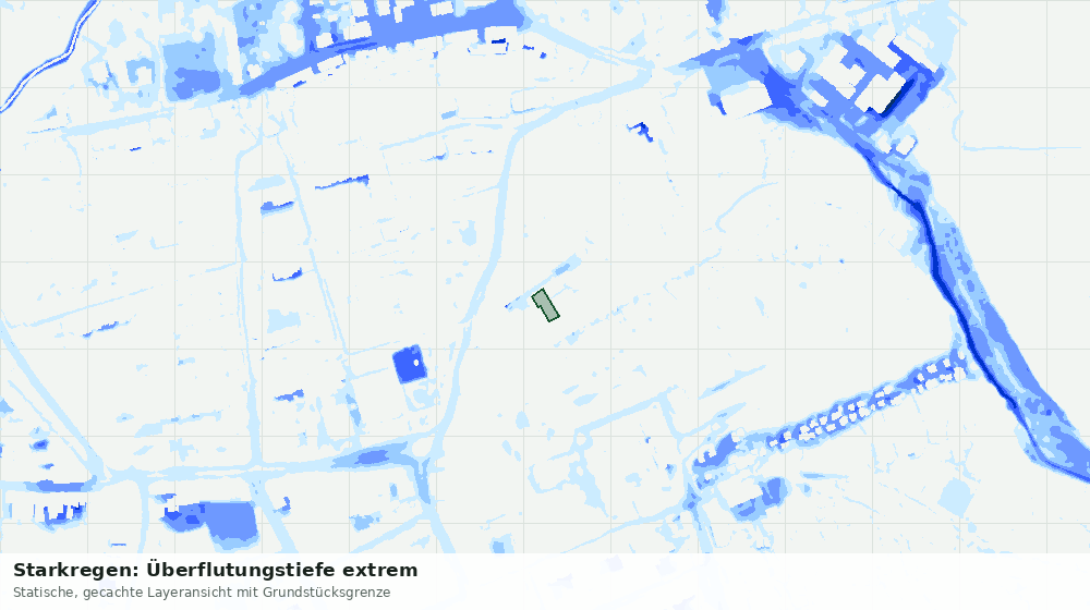 Statische Kartenansicht: Starkregen: Überflutungstiefe extrem