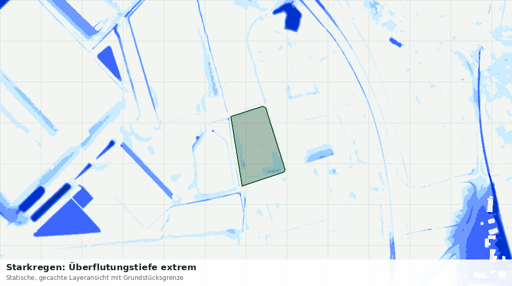 Statische Kartenansicht: Starkregen: Überflutungstiefe extrem