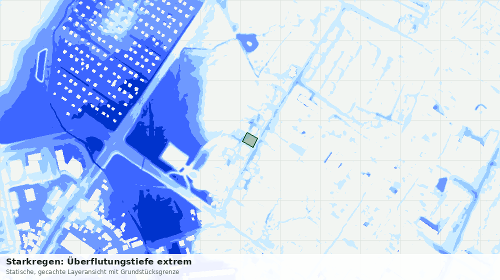 Statische Kartenansicht: Starkregen: Überflutungstiefe extrem