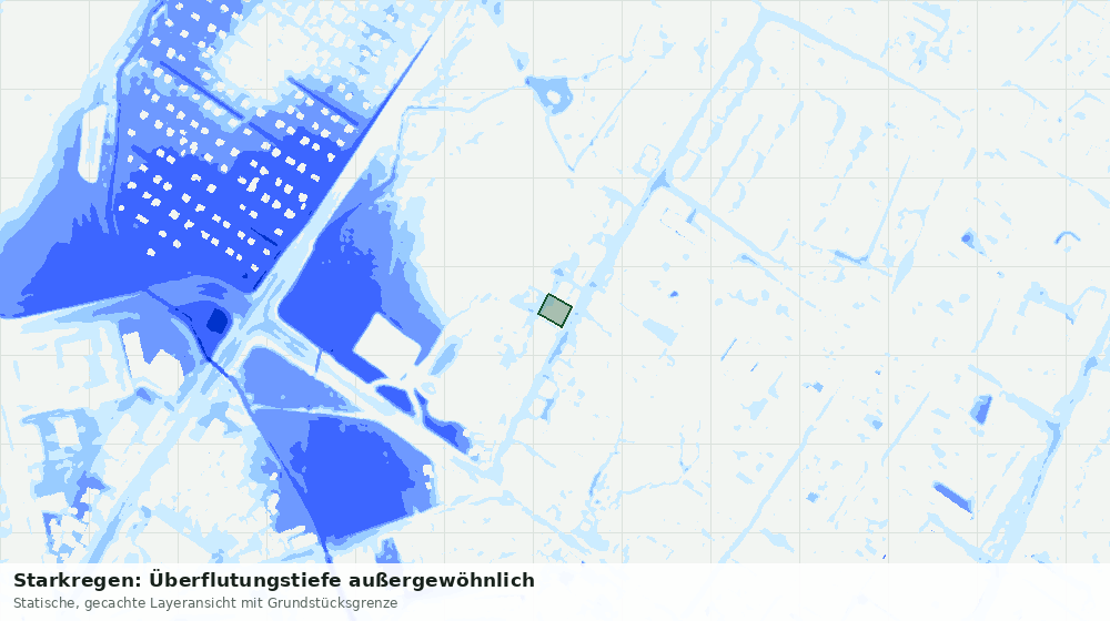 Statische Kartenansicht: Starkregen: Überflutungstiefe außergewöhnlich