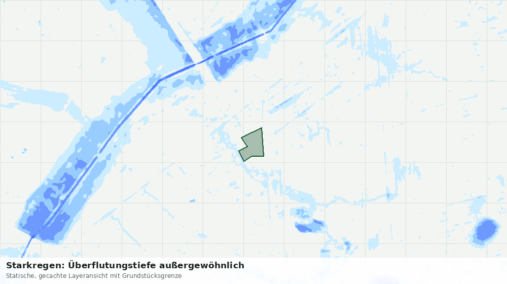 Statische Kartenansicht: Starkregen: Überflutungstiefe außergewöhnlich