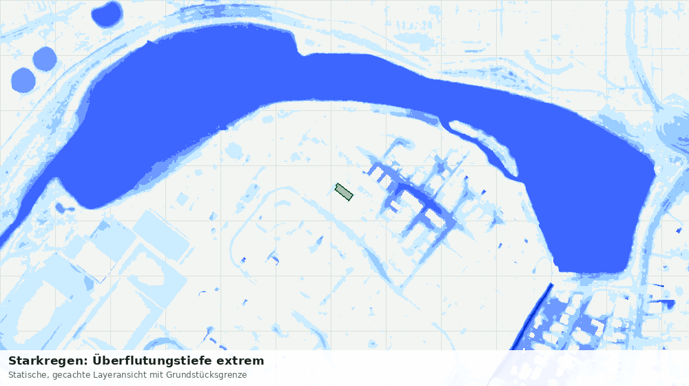Statische Kartenansicht: Starkregen: Überflutungstiefe extrem