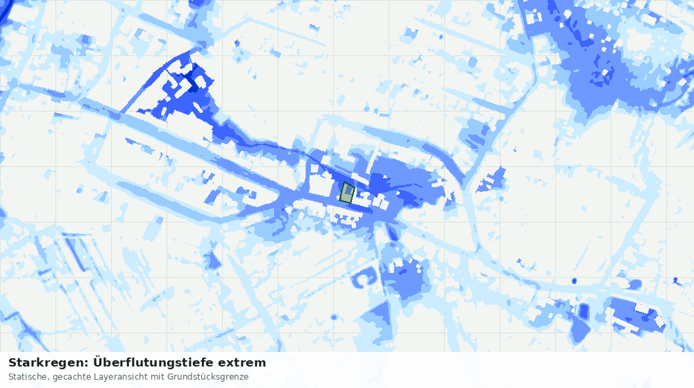 Statische Kartenansicht: Starkregen: Überflutungstiefe extrem