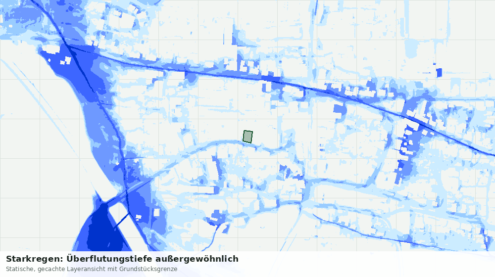 Statische Kartenansicht: Starkregen: Überflutungstiefe außergewöhnlich