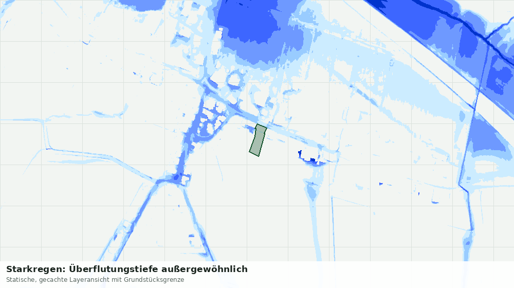 Statische Kartenansicht: Starkregen: Überflutungstiefe außergewöhnlich