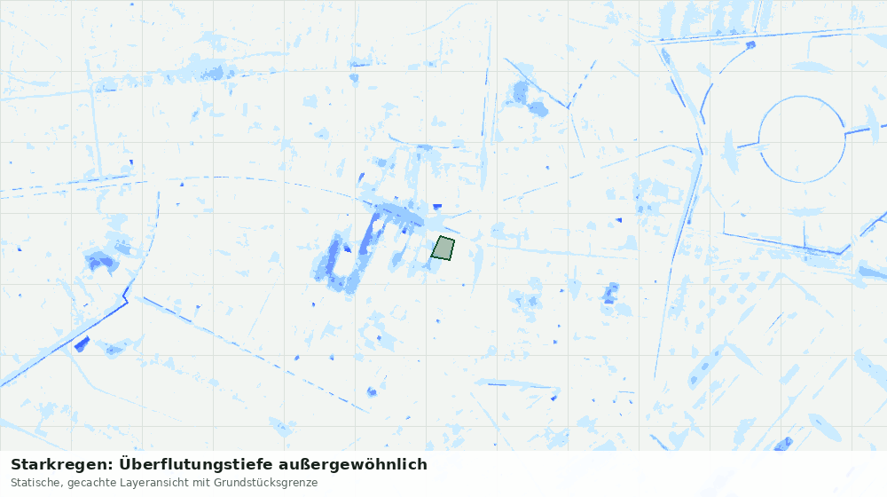 Statische Kartenansicht: Starkregen: Überflutungstiefe außergewöhnlich