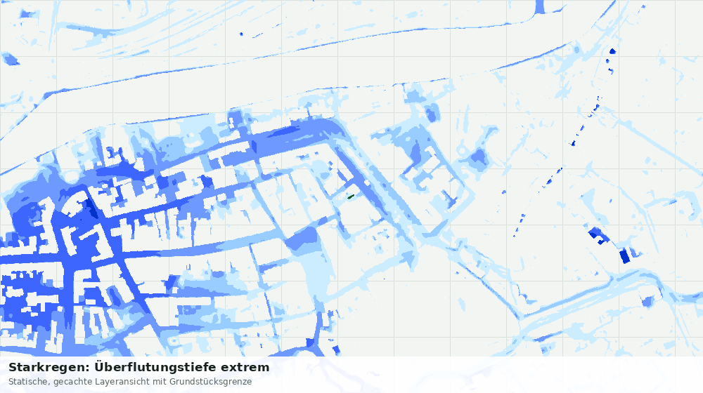 Statische Kartenansicht: Starkregen: Überflutungstiefe extrem