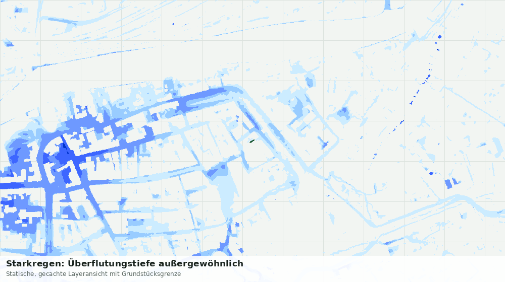 Statische Kartenansicht: Starkregen: Überflutungstiefe außergewöhnlich