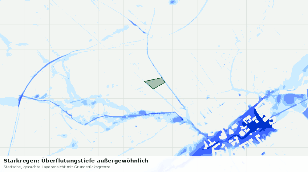 Statische Kartenansicht: Starkregen: Überflutungstiefe außergewöhnlich