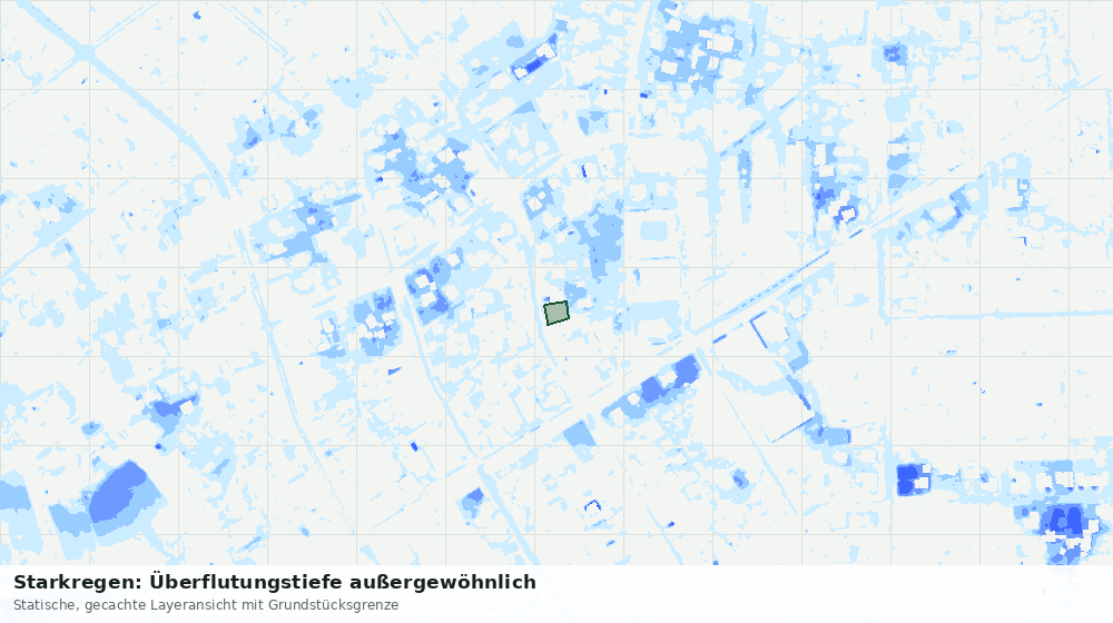 Statische Kartenansicht: Starkregen: Überflutungstiefe außergewöhnlich