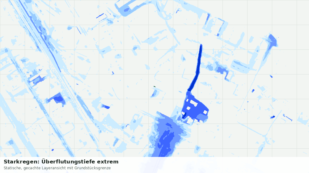 Statische Kartenansicht: Starkregen: Überflutungstiefe extrem