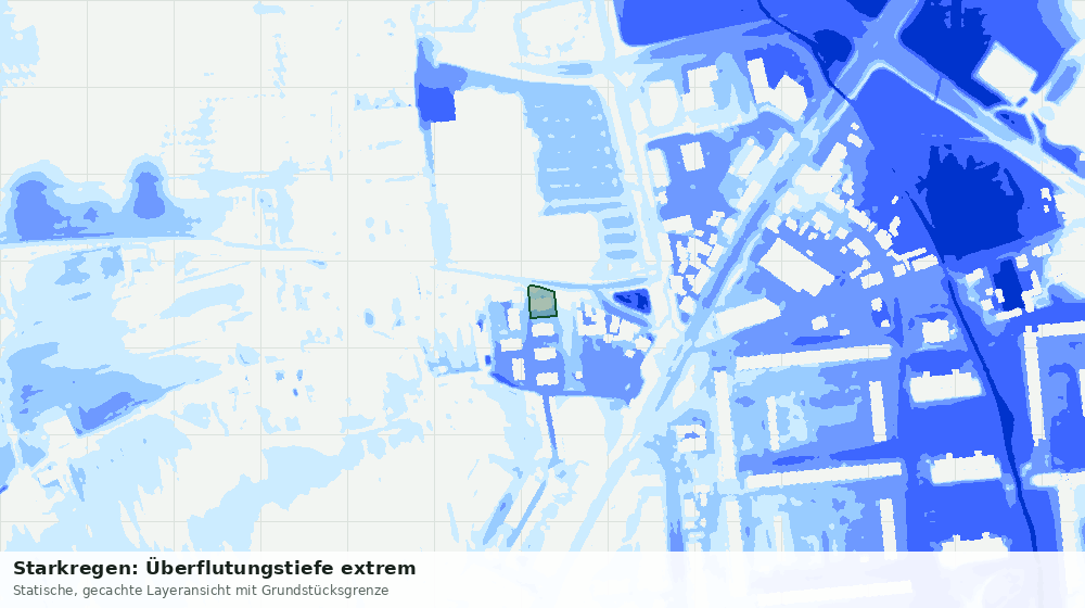 Statische Kartenansicht: Starkregen: Überflutungstiefe extrem