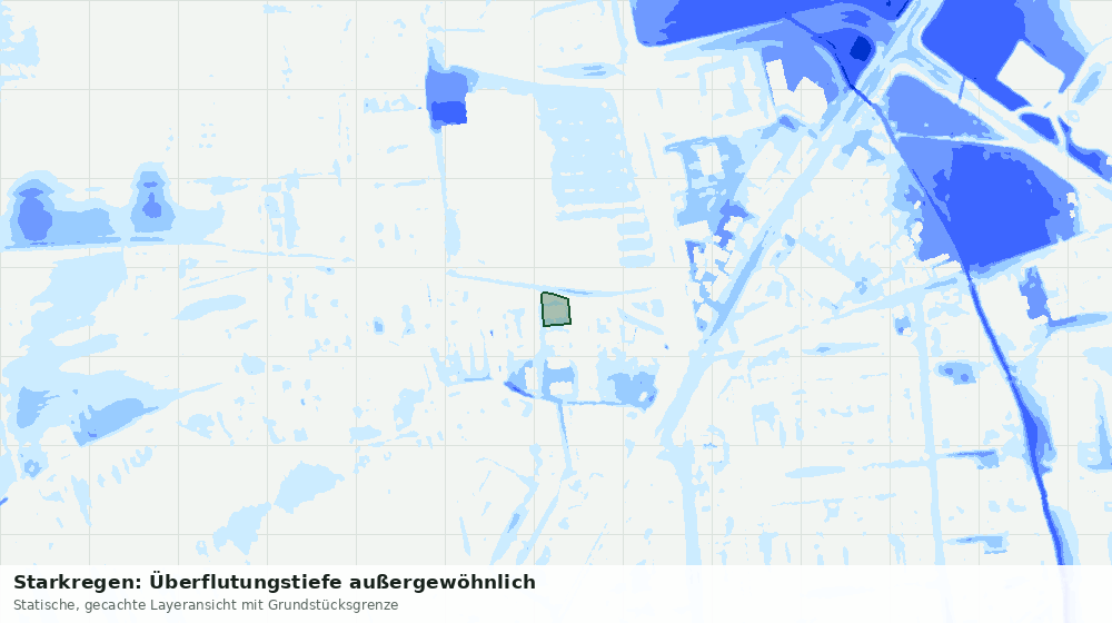 Statische Kartenansicht: Starkregen: Überflutungstiefe außergewöhnlich