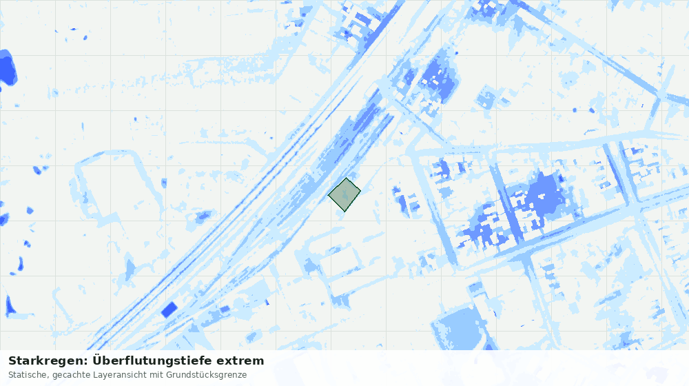 Statische Kartenansicht: Starkregen: Überflutungstiefe extrem