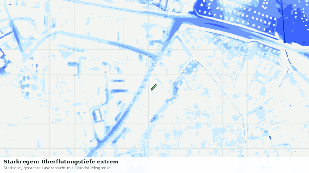 Statische Kartenansicht: Starkregen: Überflutungstiefe extrem