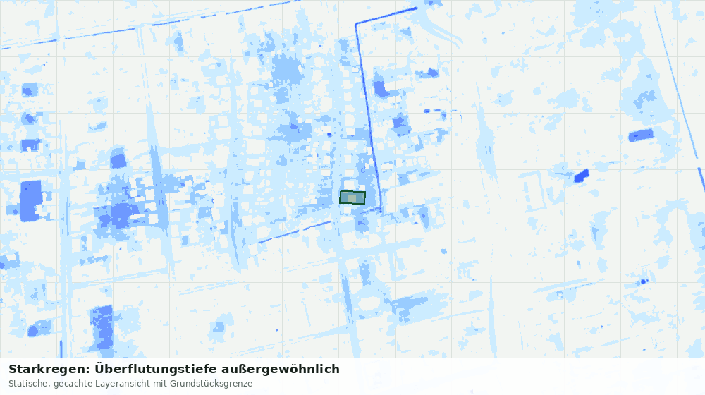 Statische Kartenansicht: Starkregen: Überflutungstiefe außergewöhnlich