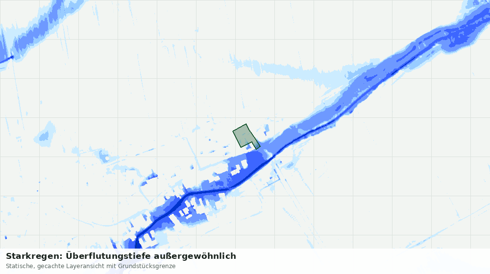 Statische Kartenansicht: Starkregen: Überflutungstiefe außergewöhnlich