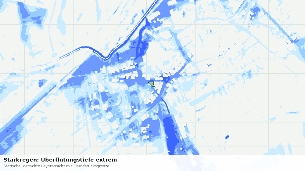 Statische Kartenansicht: Starkregen: Überflutungstiefe extrem