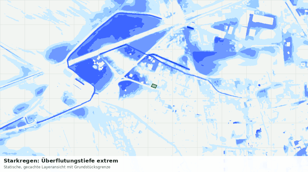 Statische Kartenansicht: Starkregen: Überflutungstiefe extrem
