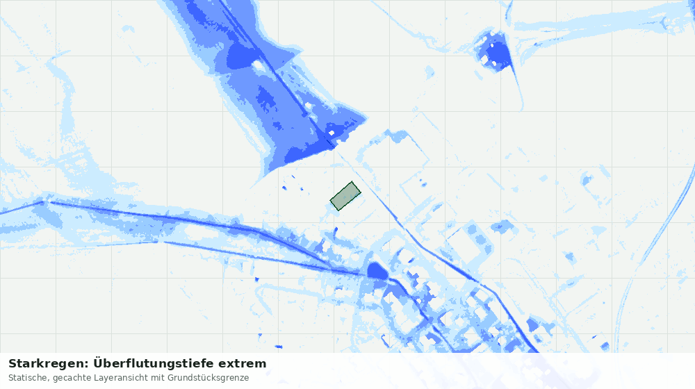 Statische Kartenansicht: Starkregen: Überflutungstiefe extrem