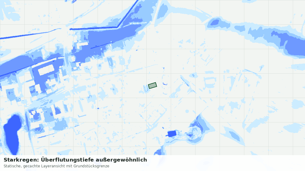 Statische Kartenansicht: Starkregen: Überflutungstiefe außergewöhnlich