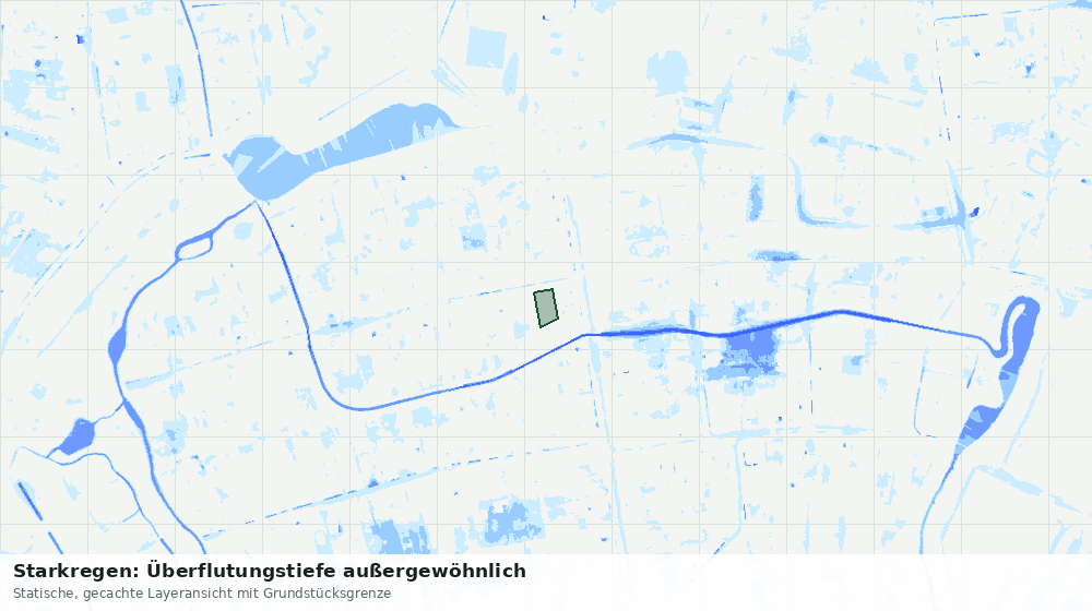 Statische Kartenansicht: Starkregen: Überflutungstiefe außergewöhnlich