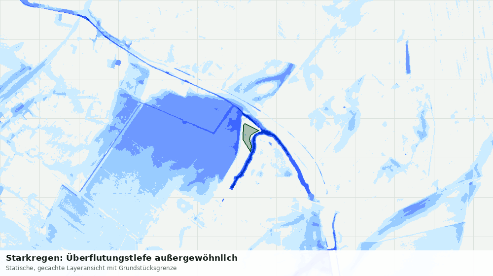 Statische Kartenansicht: Starkregen: Überflutungstiefe außergewöhnlich
