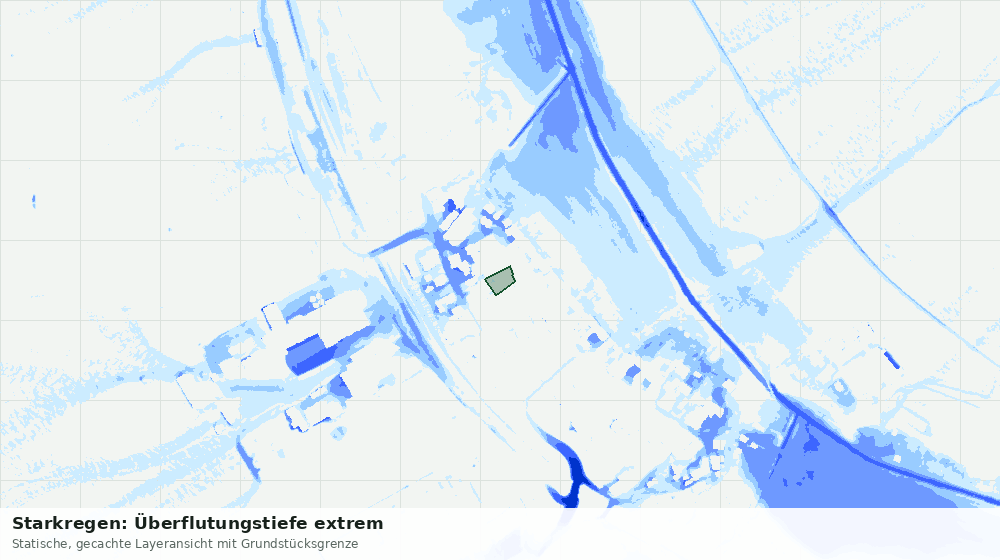 Statische Kartenansicht: Starkregen: Überflutungstiefe extrem