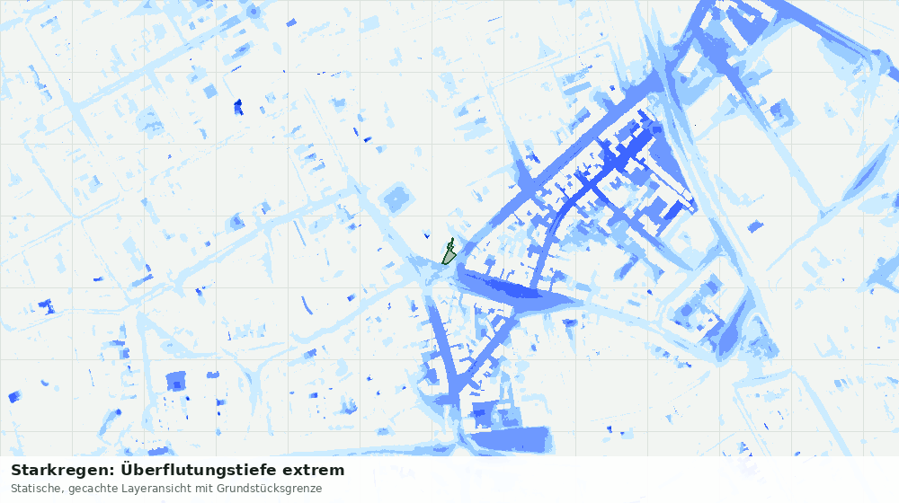 Statische Kartenansicht: Starkregen: Überflutungstiefe extrem
