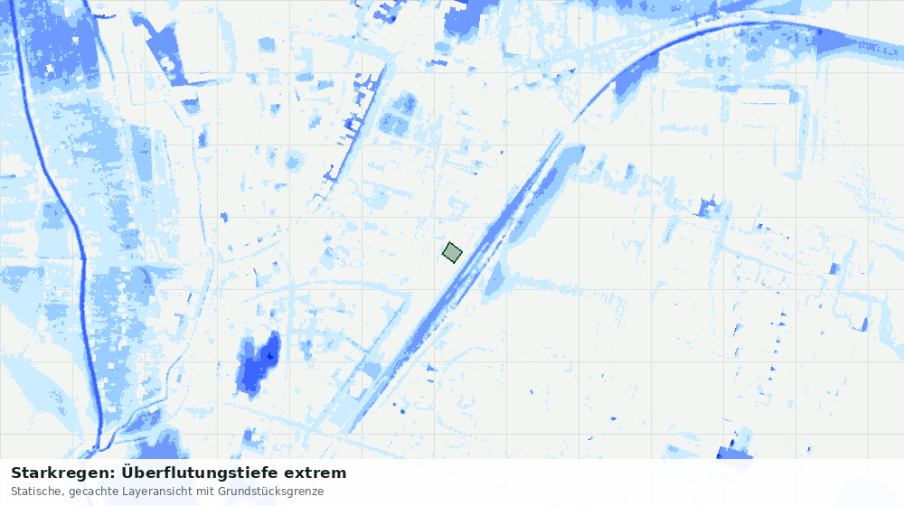 Statische Kartenansicht: Starkregen: Überflutungstiefe extrem