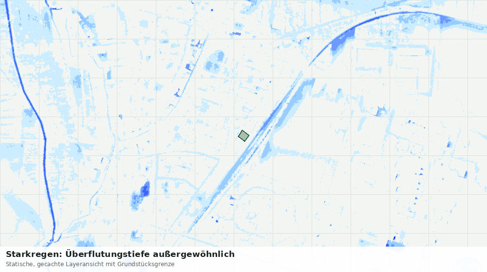 Statische Kartenansicht: Starkregen: Überflutungstiefe außergewöhnlich