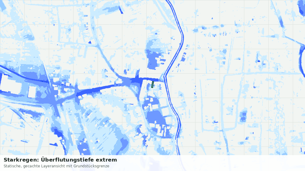 Statische Kartenansicht: Starkregen: Überflutungstiefe extrem