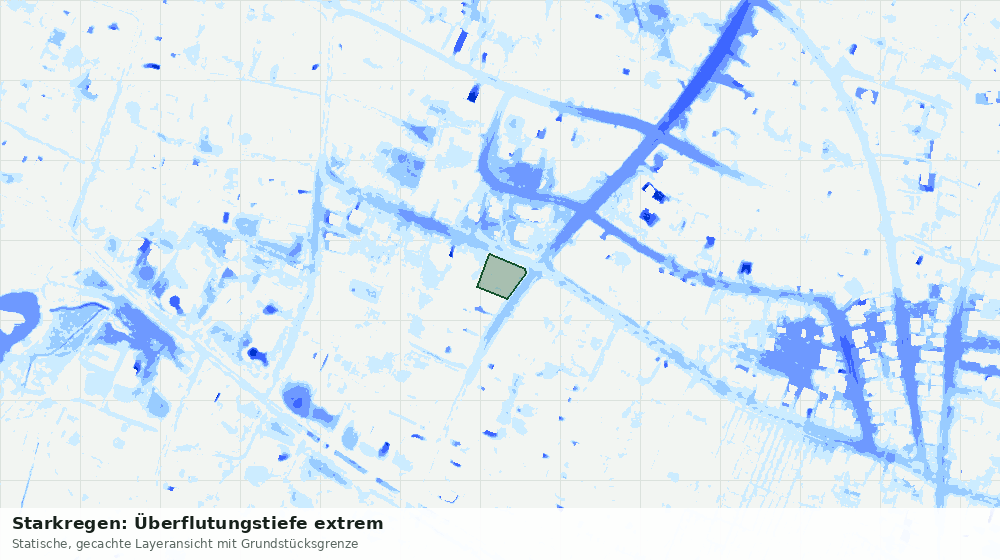 Statische Kartenansicht: Starkregen: Überflutungstiefe extrem