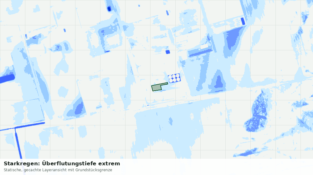 Statische Kartenansicht: Starkregen: Überflutungstiefe extrem