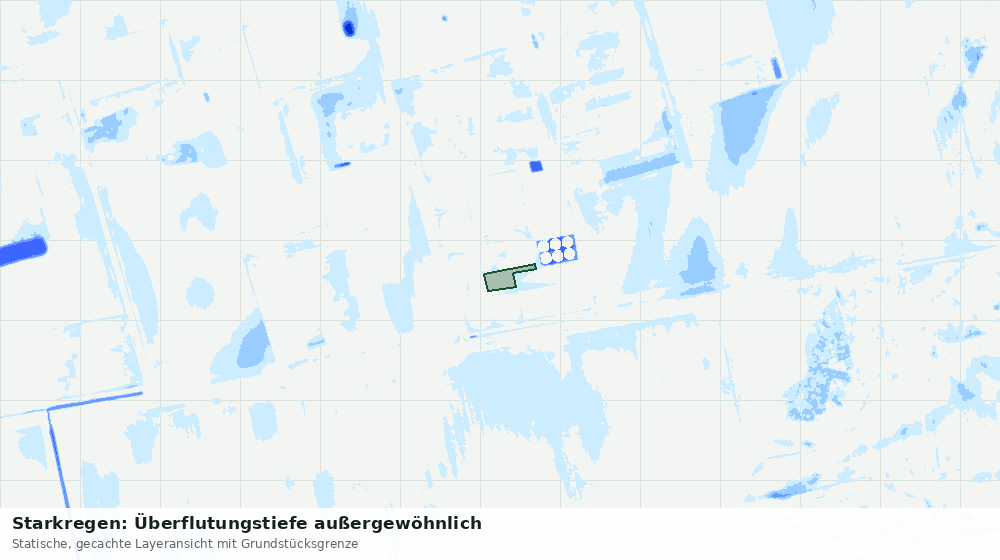 Statische Kartenansicht: Starkregen: Überflutungstiefe außergewöhnlich