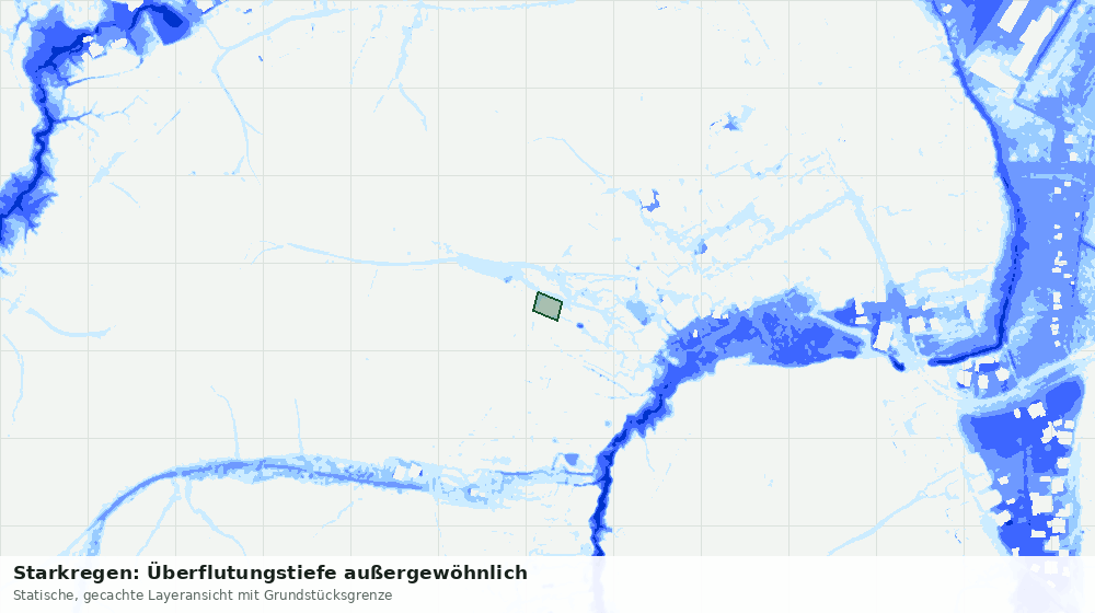 Statische Kartenansicht: Starkregen: Überflutungstiefe außergewöhnlich
