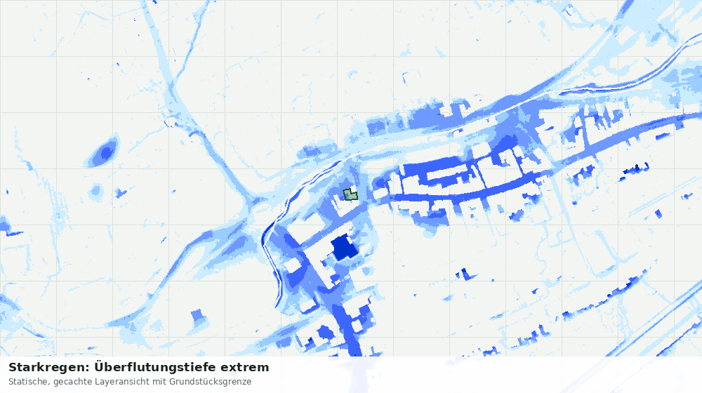 Statische Kartenansicht: Starkregen: Überflutungstiefe extrem